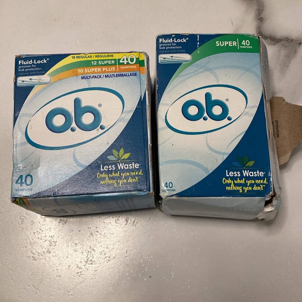 o.b. OB Tampons (2) Boxes Original 80 Tampons NEW Regular Super Plus