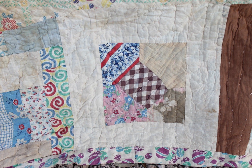 Antique Double Sided Scrap Frame Medallion Patchwork Quilt RARE