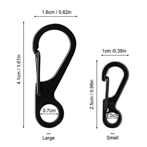 20Pcs Spring Snap Hook Carabiners Clip Spring Hanging Larger Version-Black