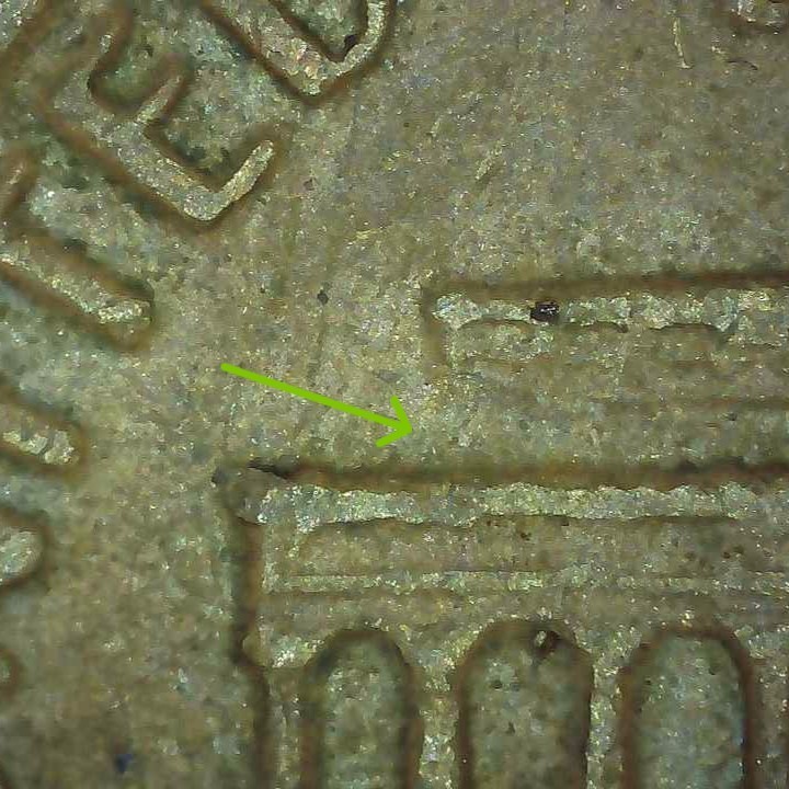 1969 D Lincoln Penny error floating roof, missing FG