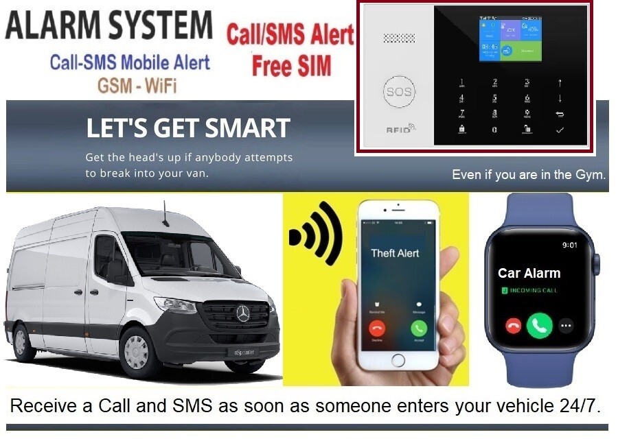 VAN-MINIBUS-CAR EASY-FIT Wireless Alarm Security System ALERT Mobile Call/SMS