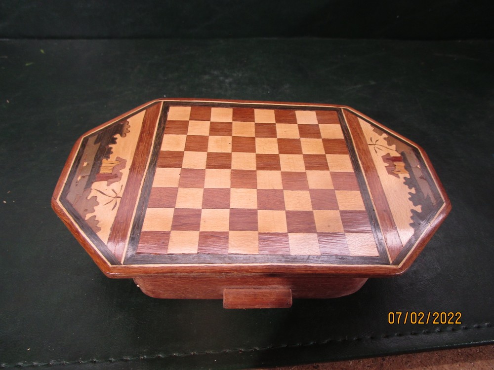 Small Handmade Chess Set Measures 8 1/2" x 5" Missing Pieces