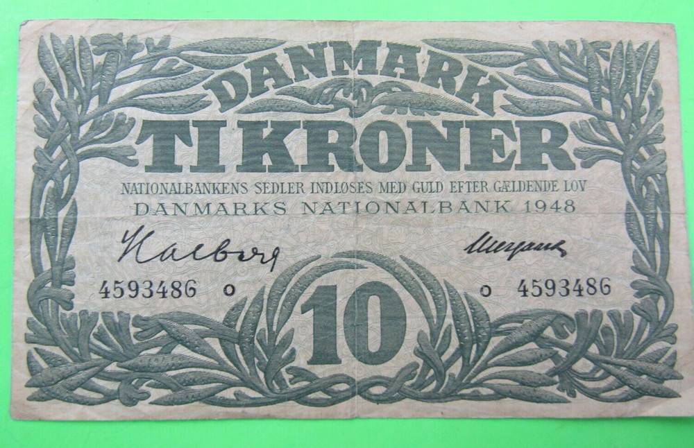 DENMARK, 10 KRONER, P#37, 1945