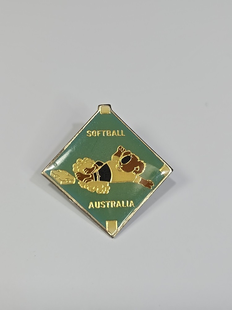 Softball Australia Lapel Pin Koala Bear Sliding into Base