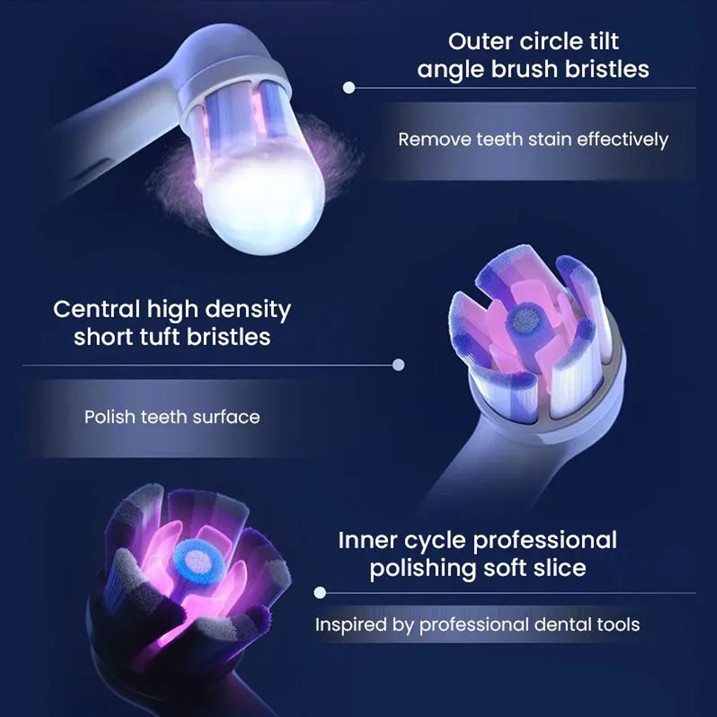 4 Count Ultimate Radiant White Electric Toothbrush Head Deep Plaque Removal