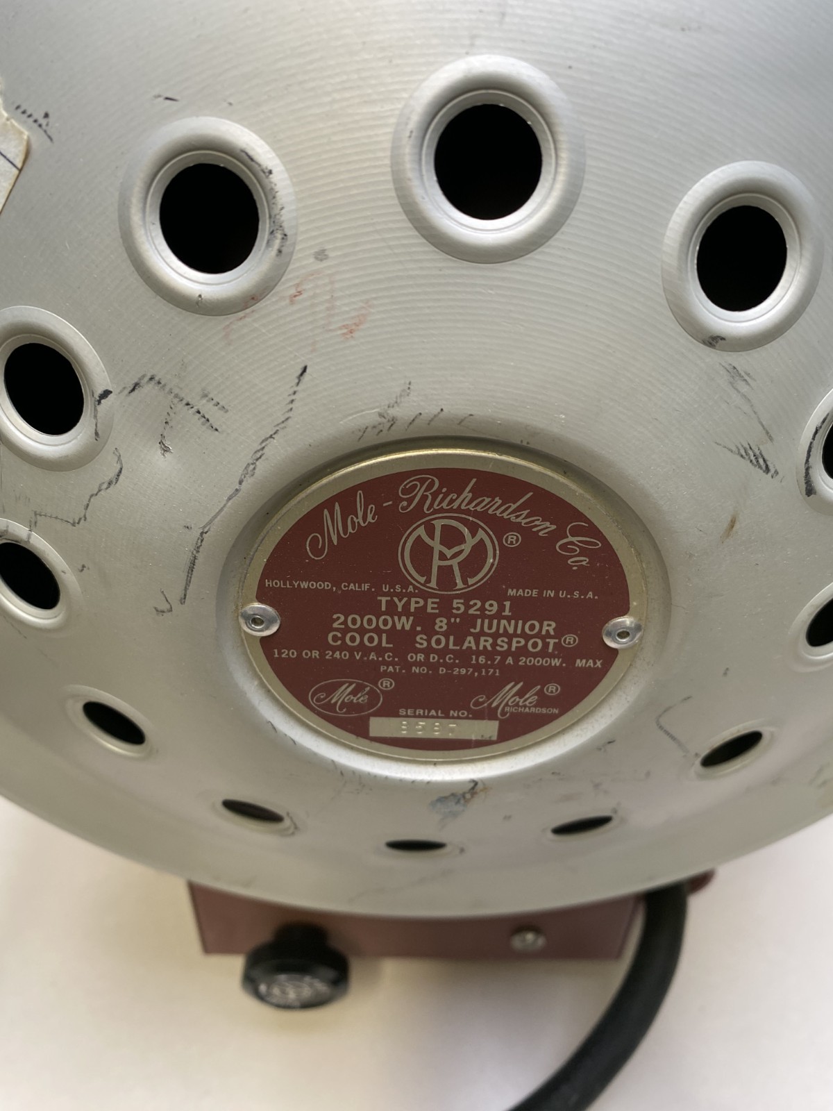 Mole Richardson 5291 2000W 8" Junior Cool Solarspot UNTESTED