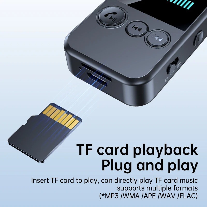 Lavalier Bluetooth 5.4 Audio Receiver Transmitter 3.5mm AUX TF Card Play Wireles