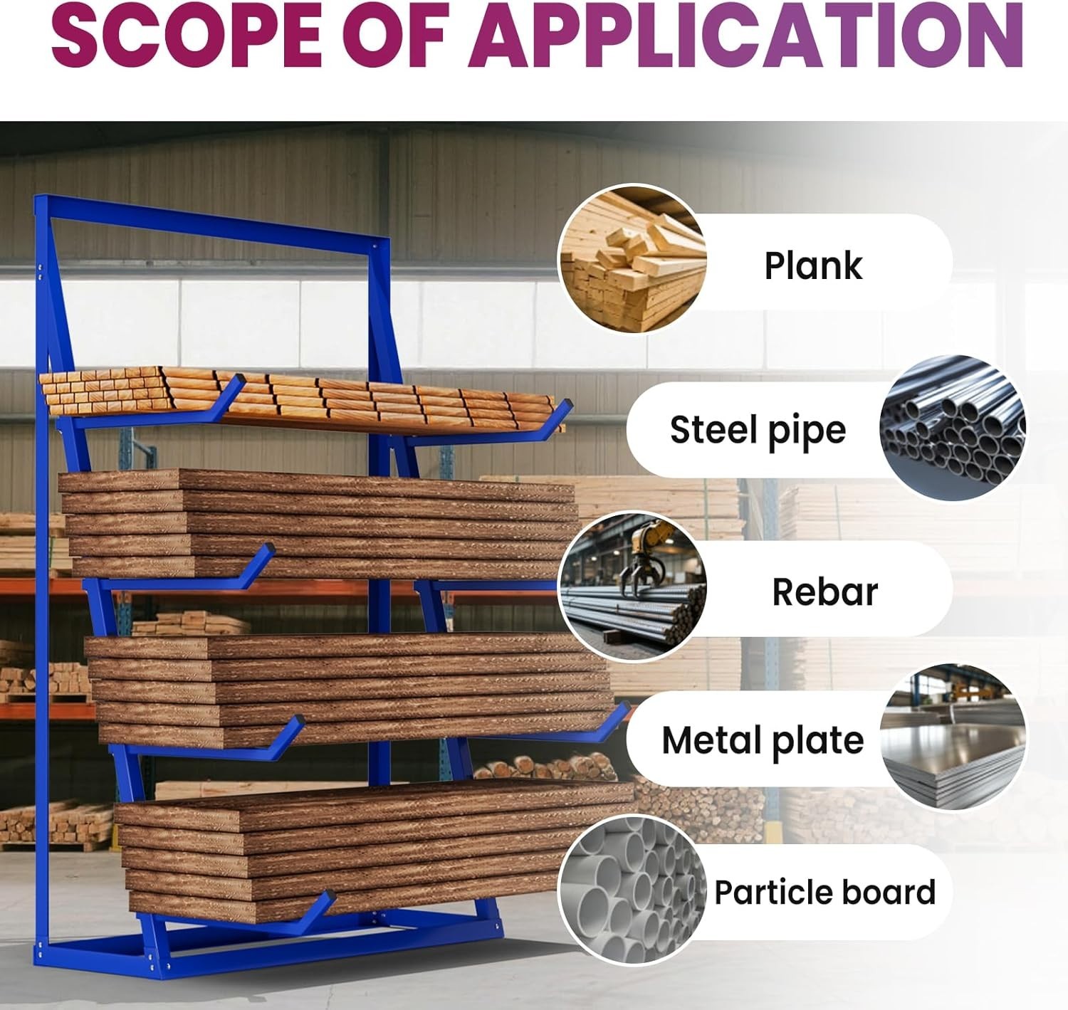 48x16x62IN Heavy Duty Pipe Lumber Organizer Shelf 2400lb Lumber Storage Rack NEW