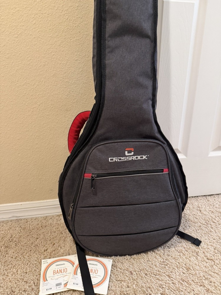 Mitchell MBJ200 Mahogany 5 String Banjo + Crossrock Bag + Strings Bundle READ