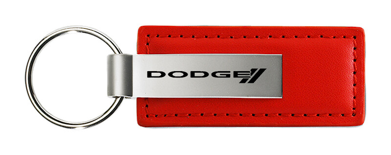Dodge Stripe Leather Keychain (Red)