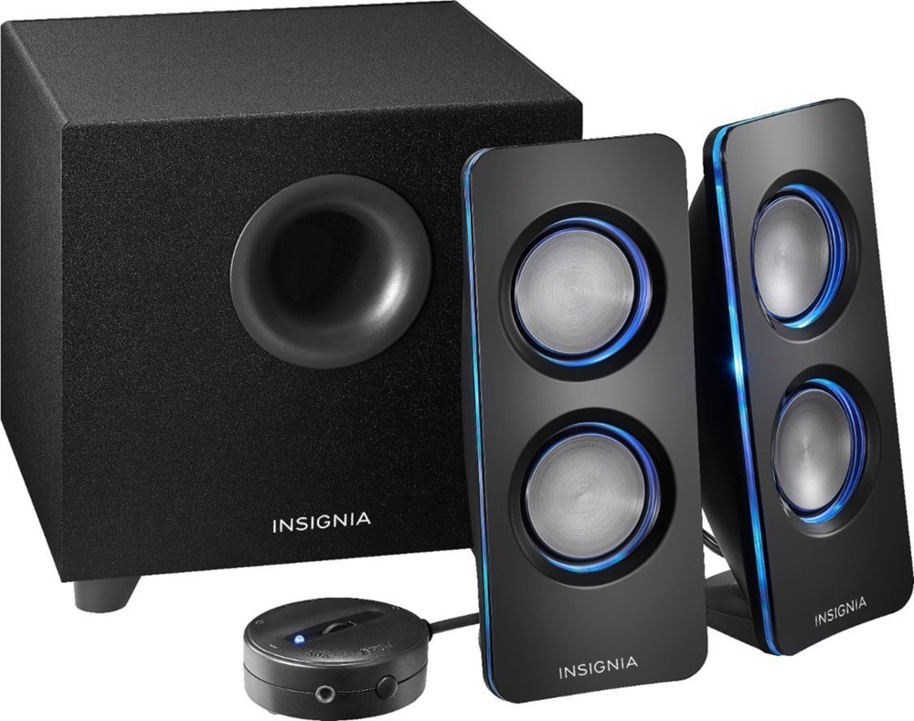 Insignia 2.1 Bluetooth LEDLighted Speaker System Desktop Book shelf PC Computer
