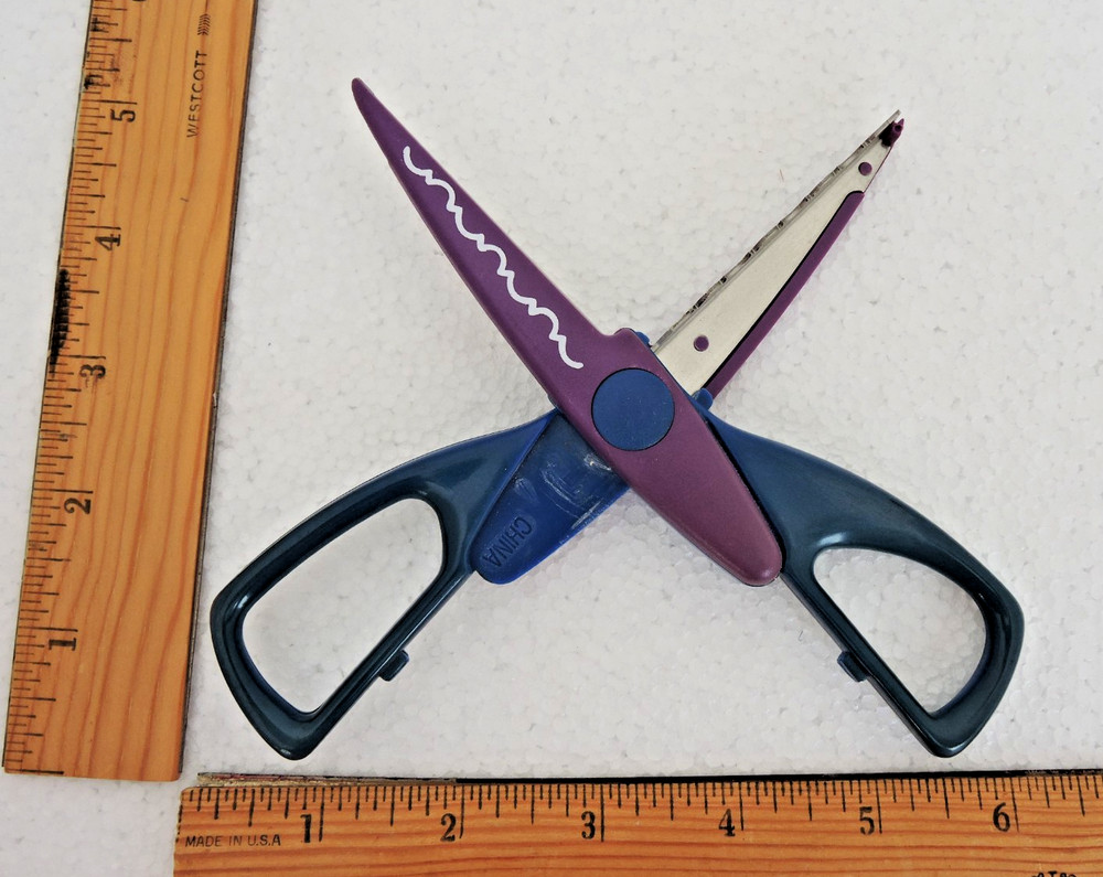 Crinkle Cut Craft Scissors 6" Cracker Wave Ruffle Edge Paper Cutter Plastic
