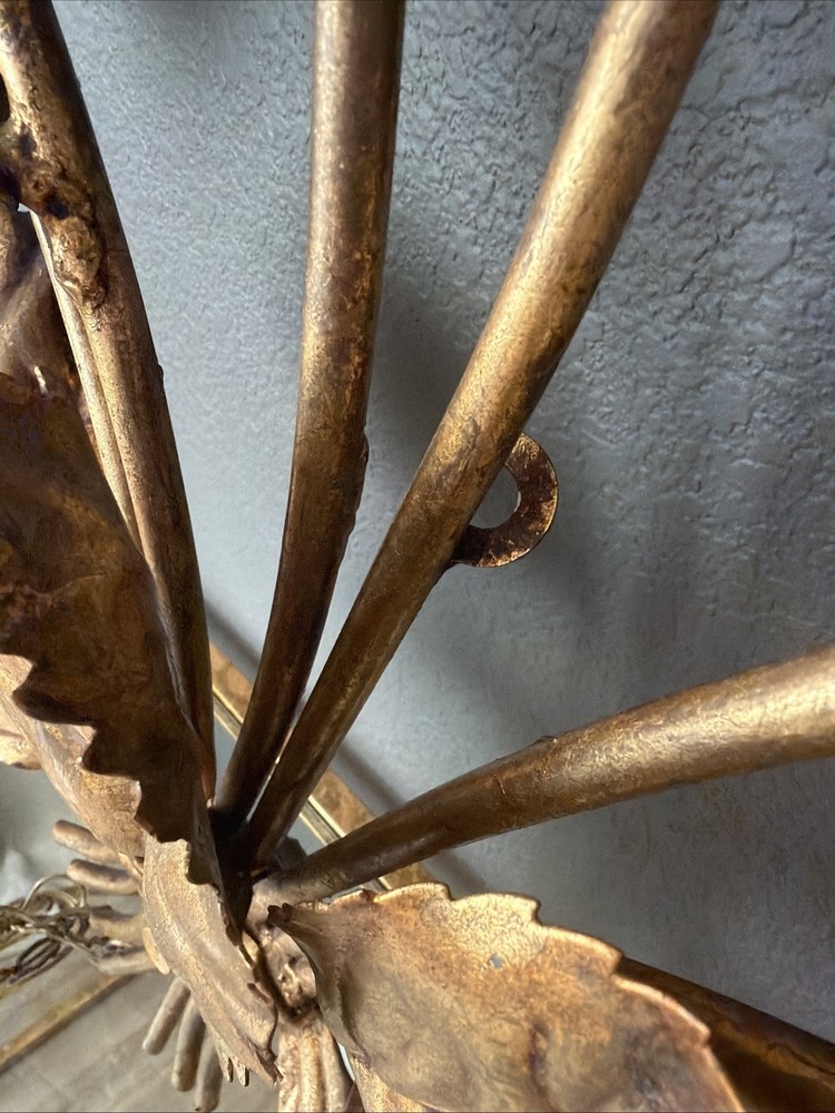 1950s Hydrangea Wall Light gilded brass with white enamel hydrangeas