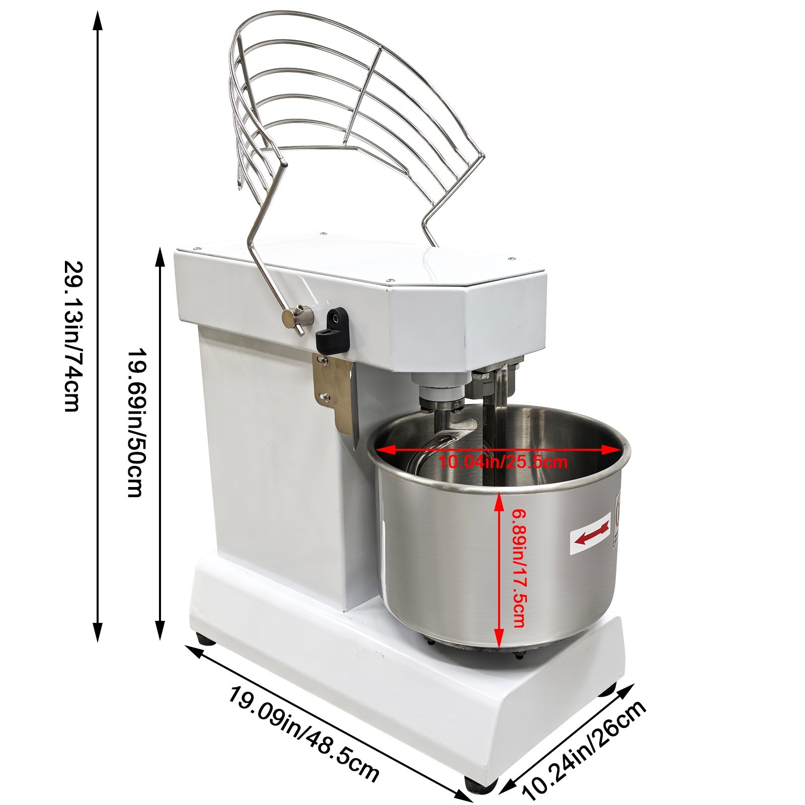 10QT Commercial Dough Mixer 110V Spiral Flour Mixing for Bakeries, Restaurants