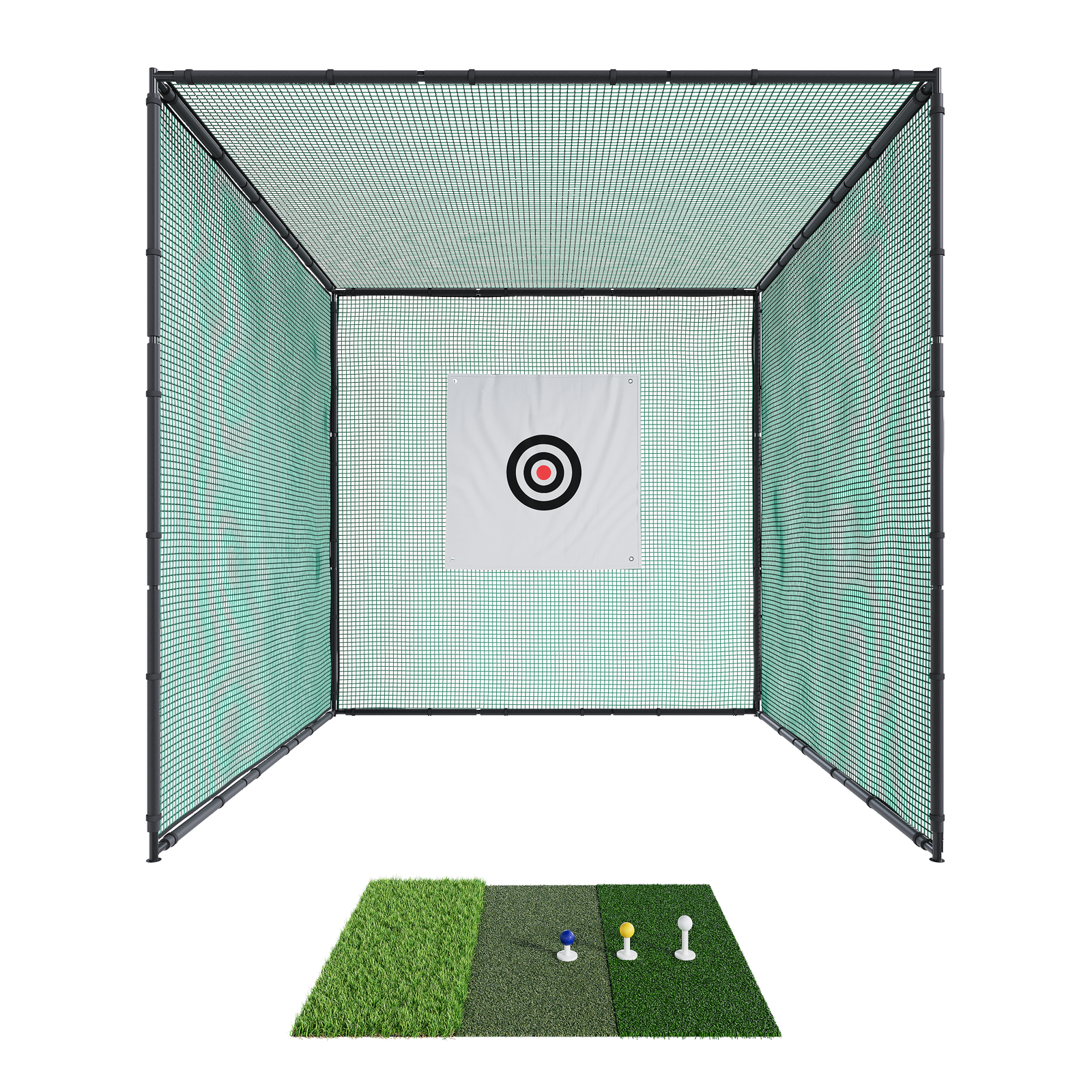 10X10FT Golf Driving Cage Net For Swing Practice Hitting Kit W/Training Aids