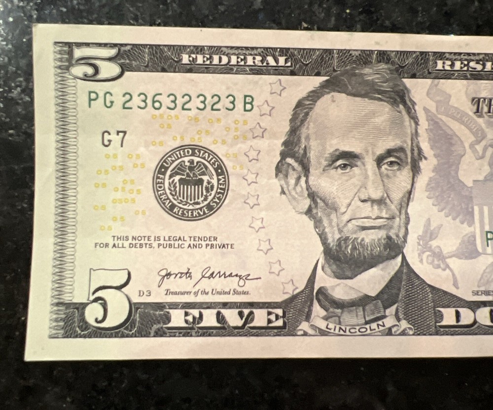 Super Repeater Binary fancy serial number PG 23632323 B/ink from Front On Back
