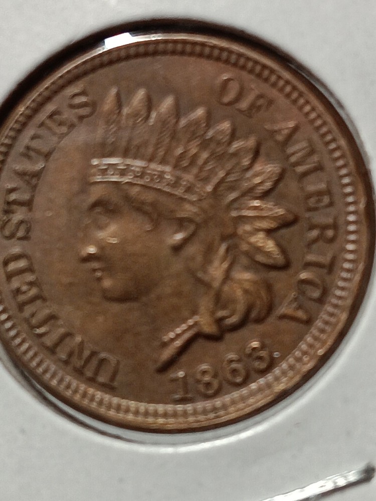 👉1863 INDIAN HEAD CENT FULL LIBERTY HIGHER GRADE MS++ S#1