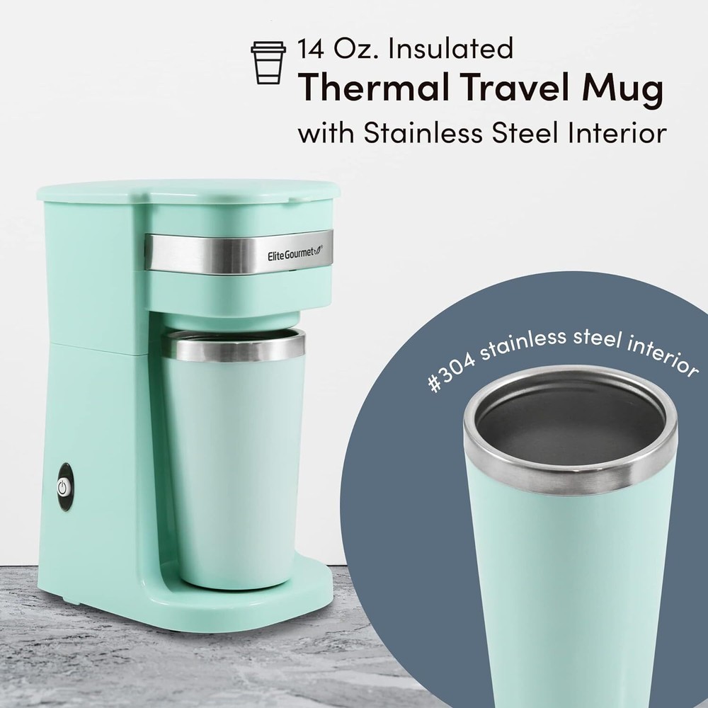 Elite Gourmet Personal Single-Serve Compact Coffee Maker Brewer