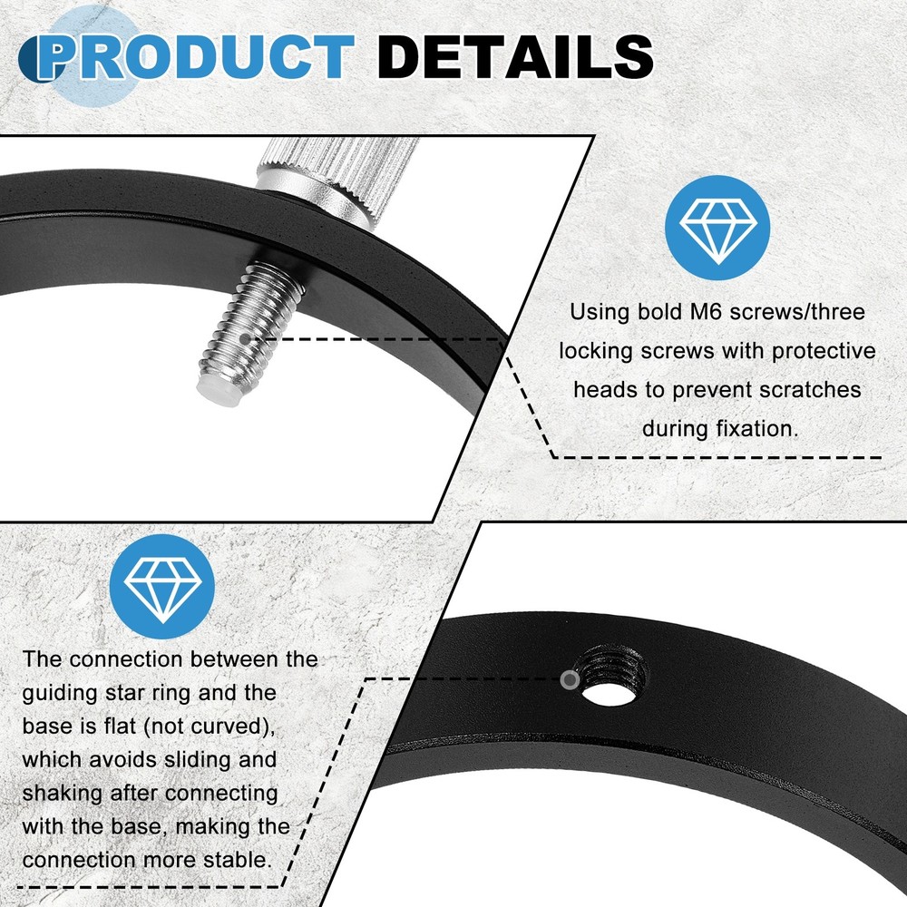 102mmD Adjustable Guiding Scope Rings, Metal Guide Scope Rings, Black