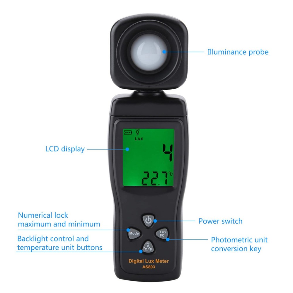 SMART SENSOR AS803 Mini LCD Display Digital Luxmeter Light Meter For Plant