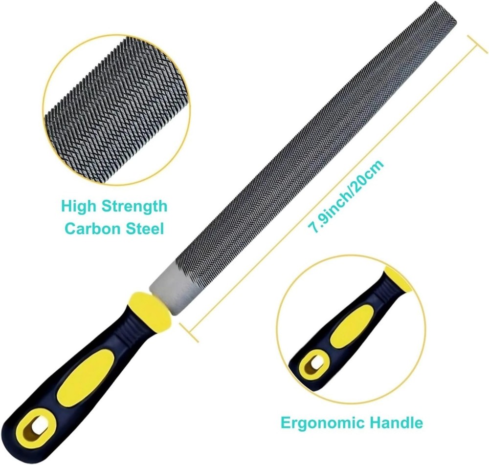 Complete 3PCS 8-Inch Metal File Set - Flat, Round & Half-Round Performance Tools