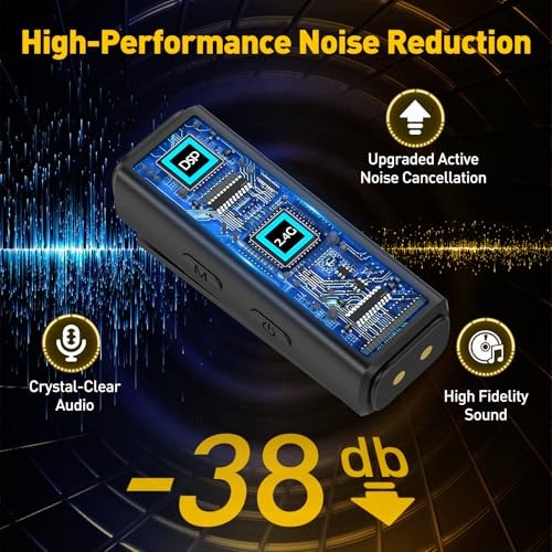 Wireless Lavalier Microphone for iPhone, Android, PC, USB C+Charging Case