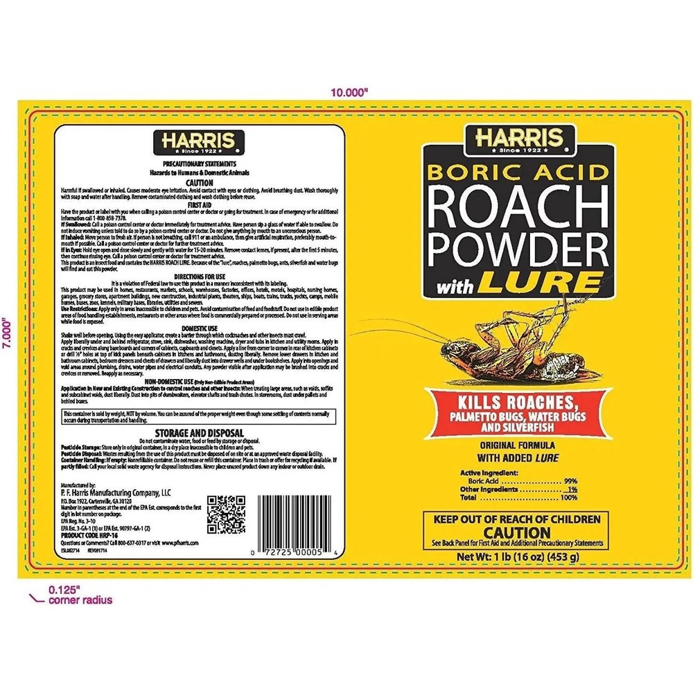 Harris Boric Roach Powder with Lure 16 oz. 2-Pack