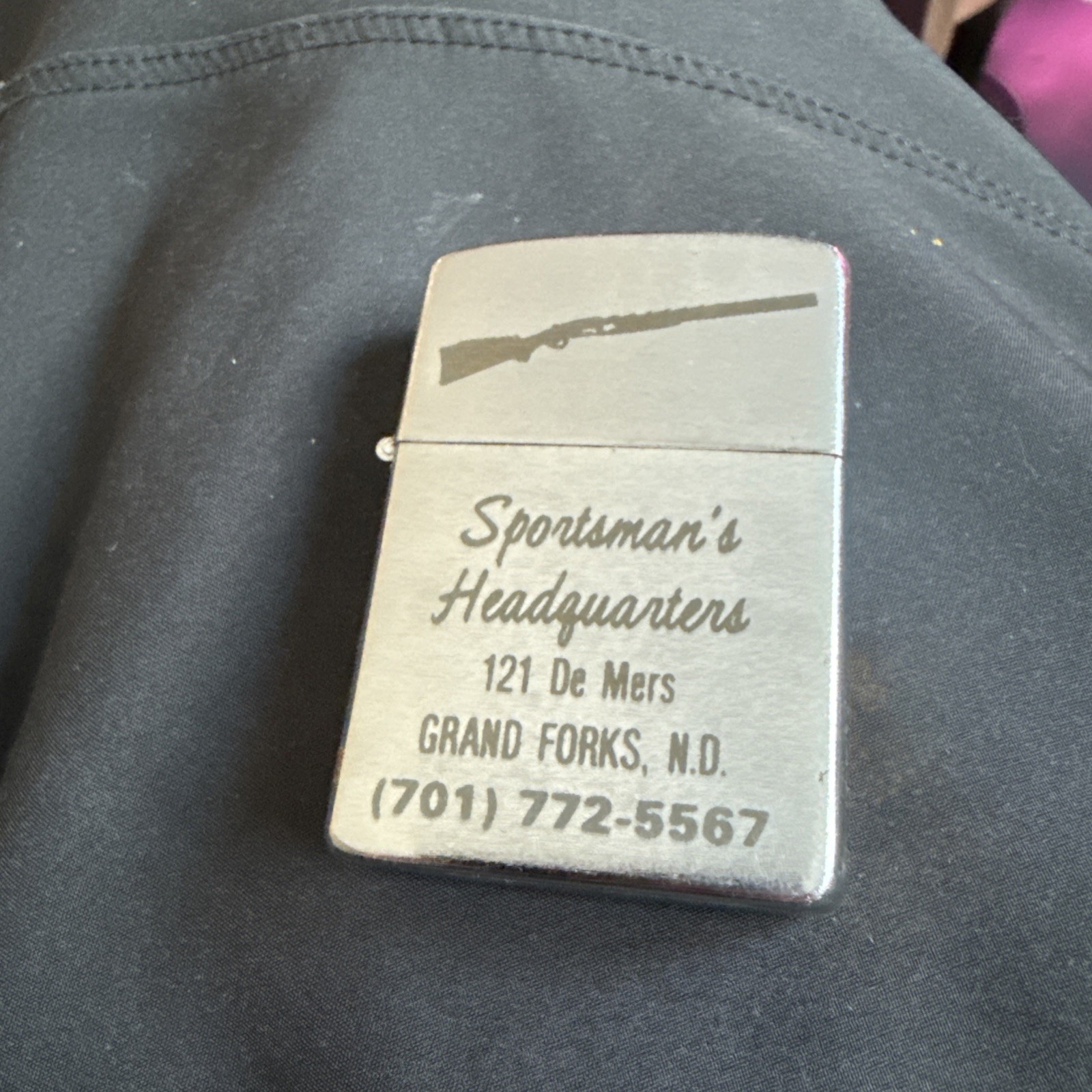 Vintage Advertising Lighter GUN Sportsman’s Headquarters Grand Forks ND