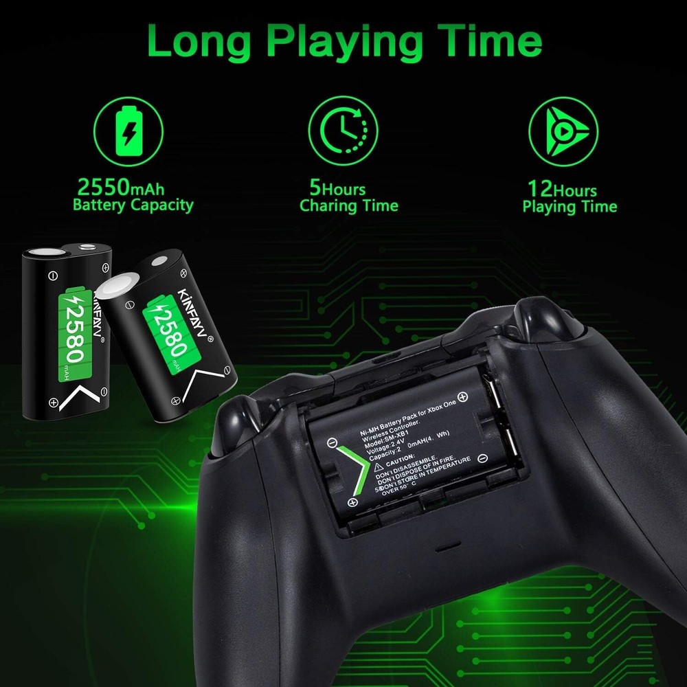 Xbox One Battery Pack 4 x 2580mAh Rechargeable Controller Battery System