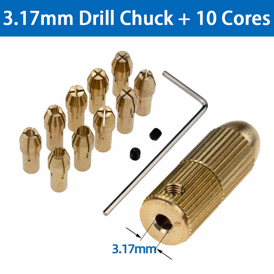 Micro Brass Drill Chuck Set Interchangeable Chuck Collet Core for Rotary Tool