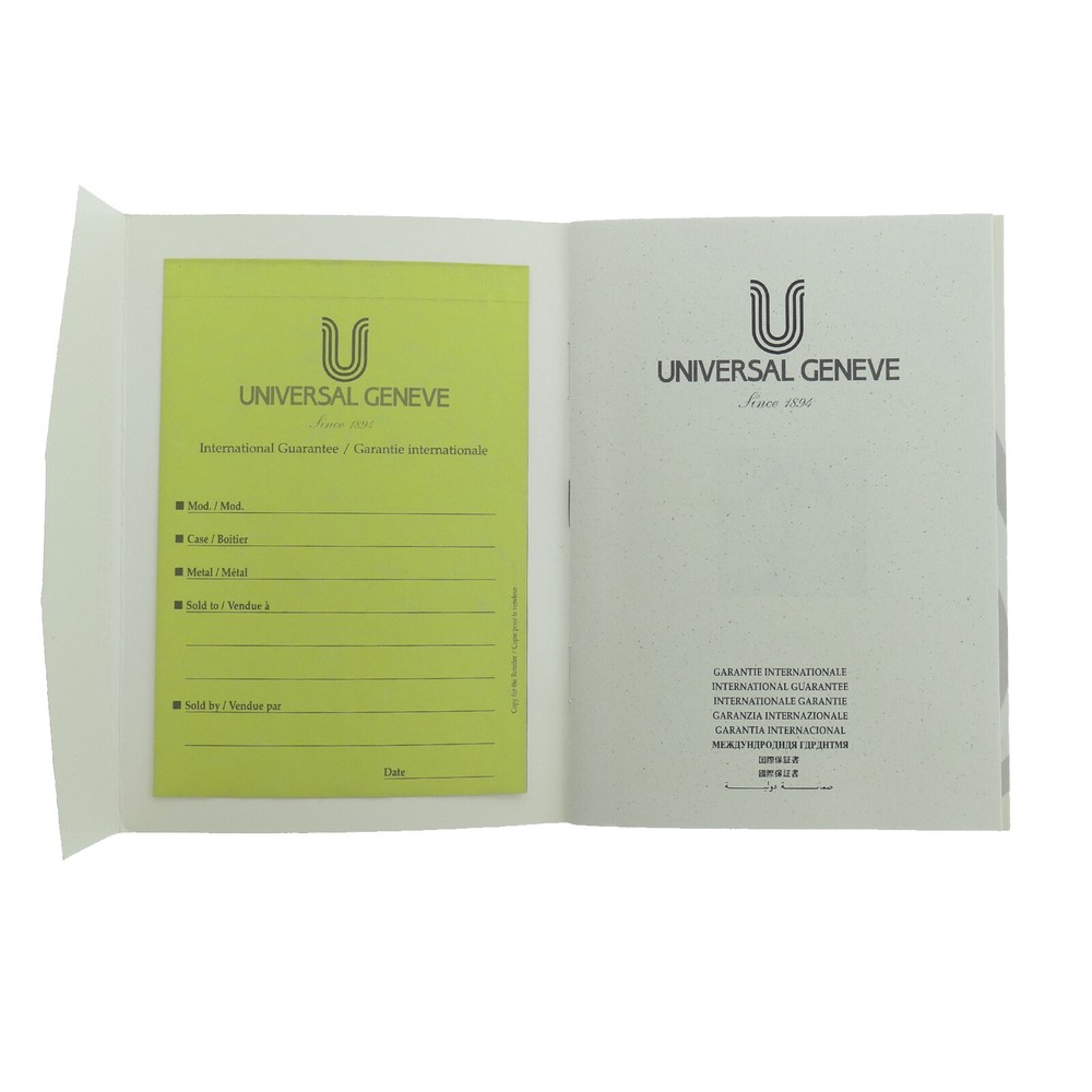 UNIVERSAL GENEVE INTERNATIONAL GUARANTEE BOOKLET- OPEN