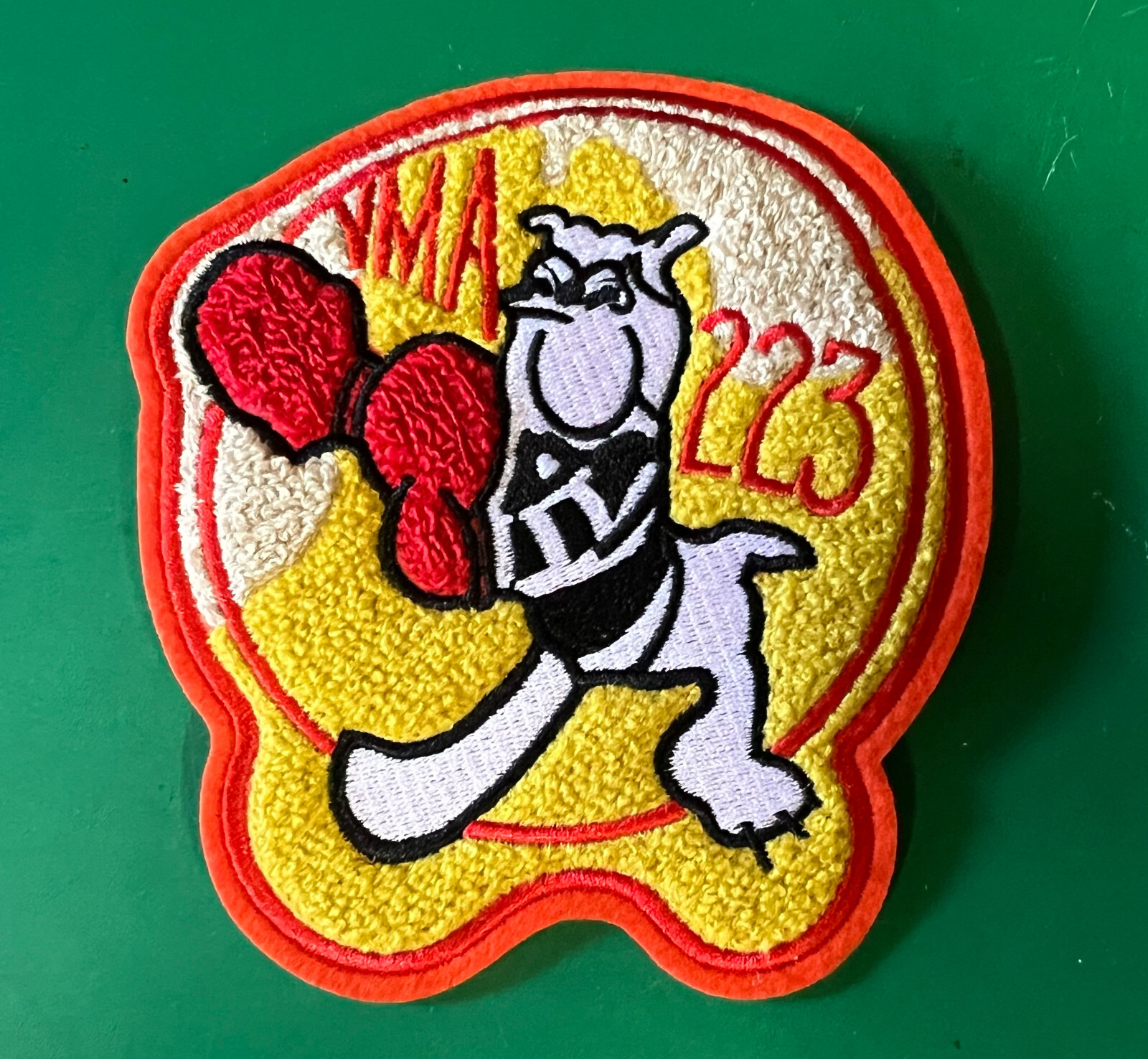 MARINE CORPS VMA 223 BULLDOGS SQUADRON BREAST PATCH- CHINILLE