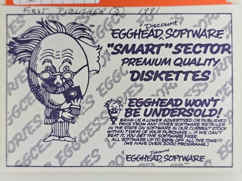 Orange Egghead Discount Software Smart Sector Floppy Disk Diskette