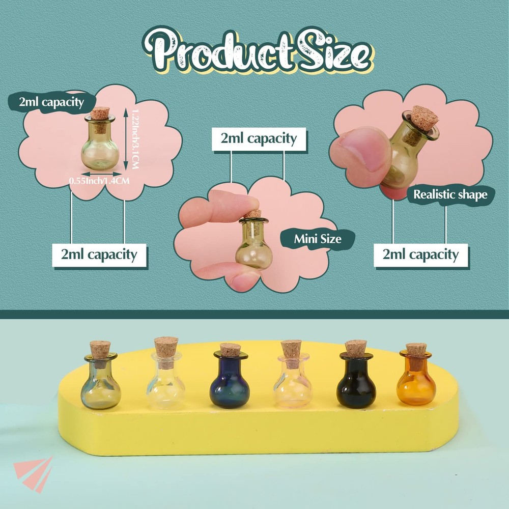 20 Pieces Tiny Spell Jars Mini Potion Bottles with Cork Clear Rum Mini Bottle...