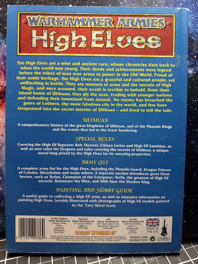 Warhammer Armies High Elves Supplement / Codex Games Workshop 1997 SC