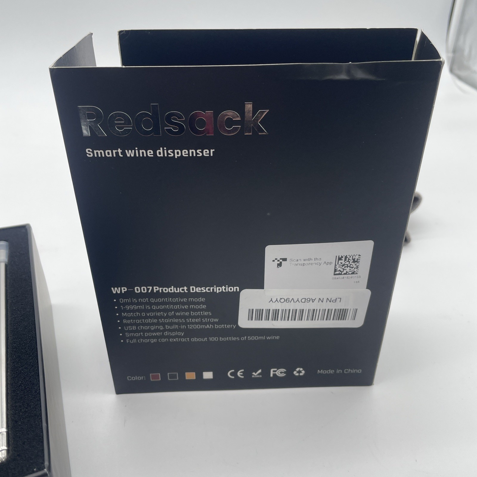 Redsack Smart Wine Dispenser Model 007 Electronic USB Rechargeable