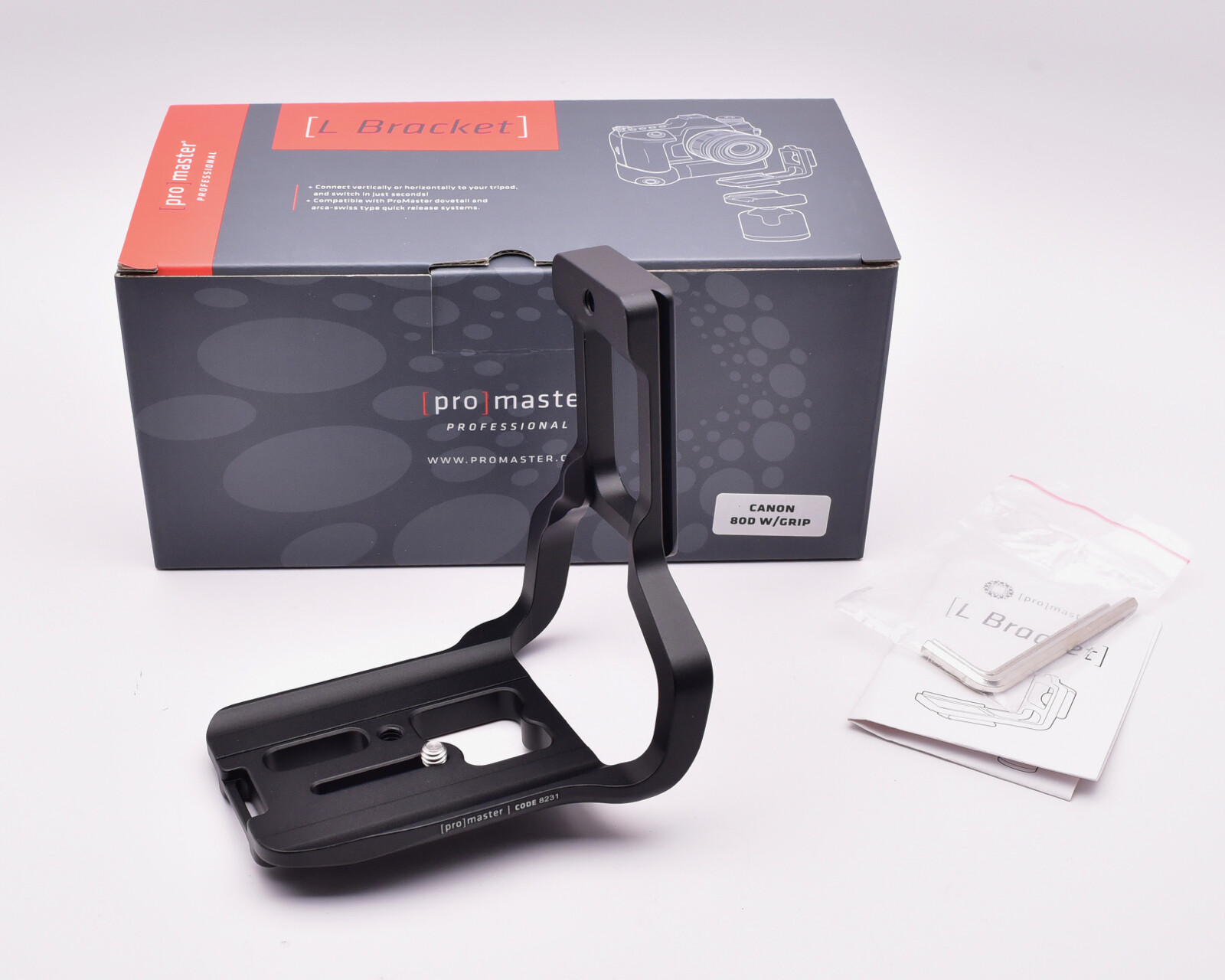Promaster 8231 Professional L Bracket for Canon 80D with Grip (#8626)