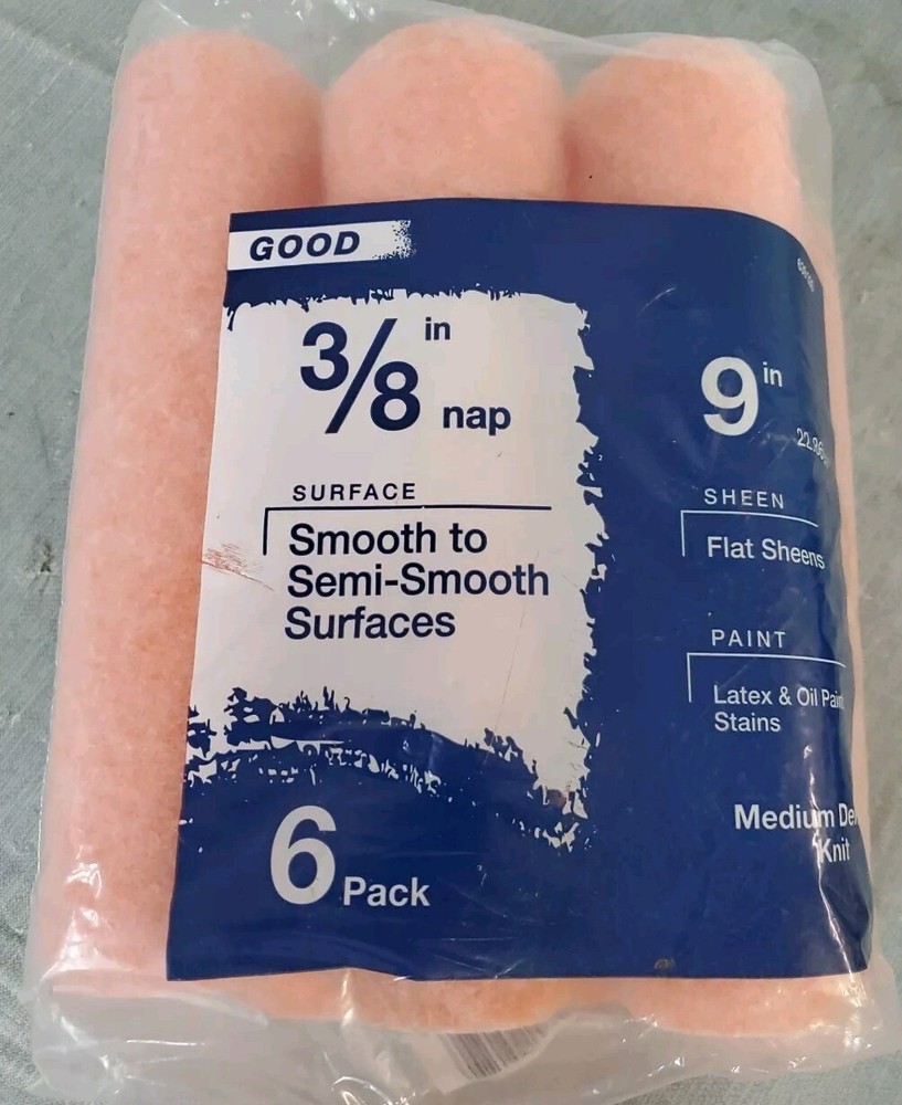 Good 9in. x 3/8 In Medium Density Polyester Roller Cover 6 Pack