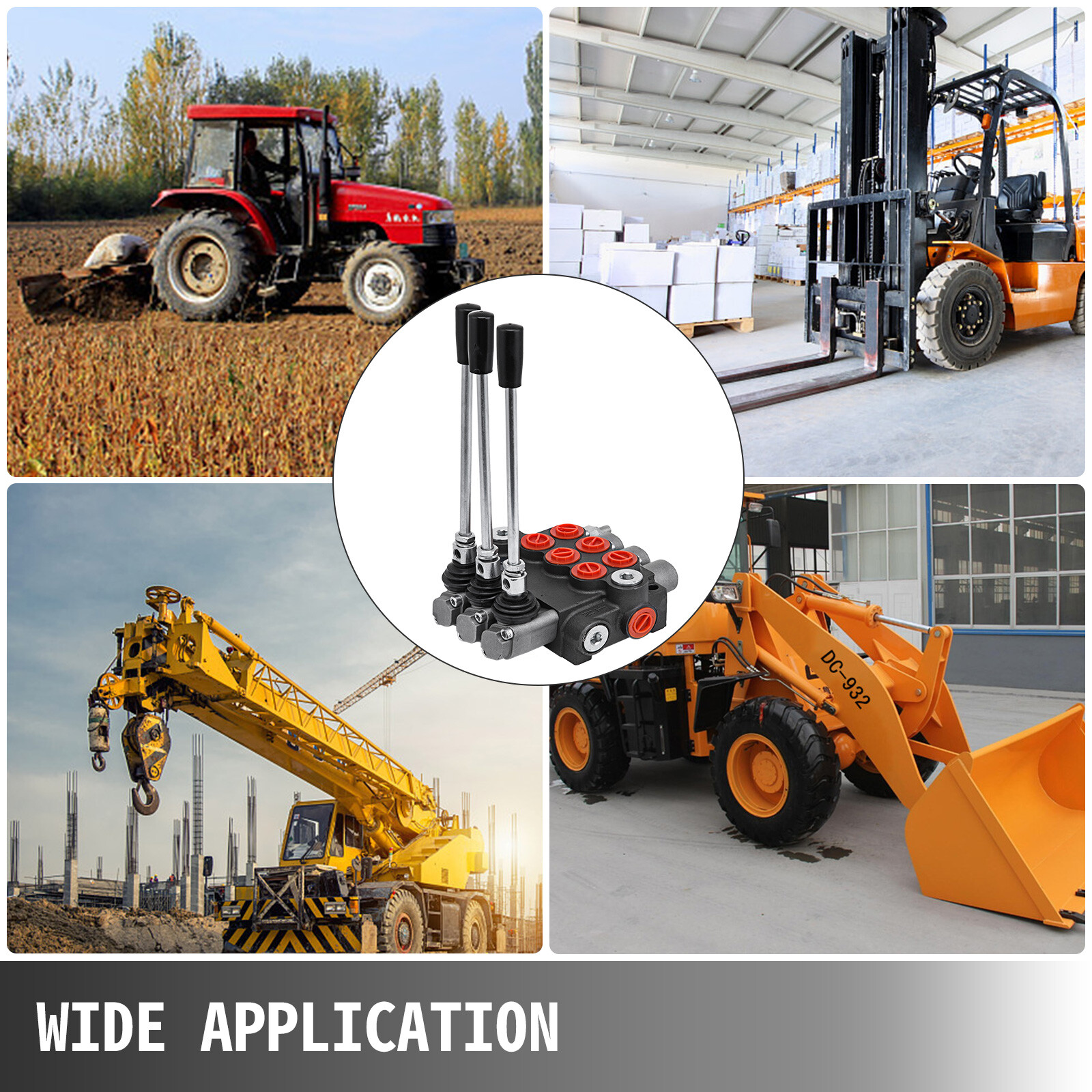 VEVOR 3 Spool Hydraulic Directional Control Valve 11GPM Double Acting Adjustable