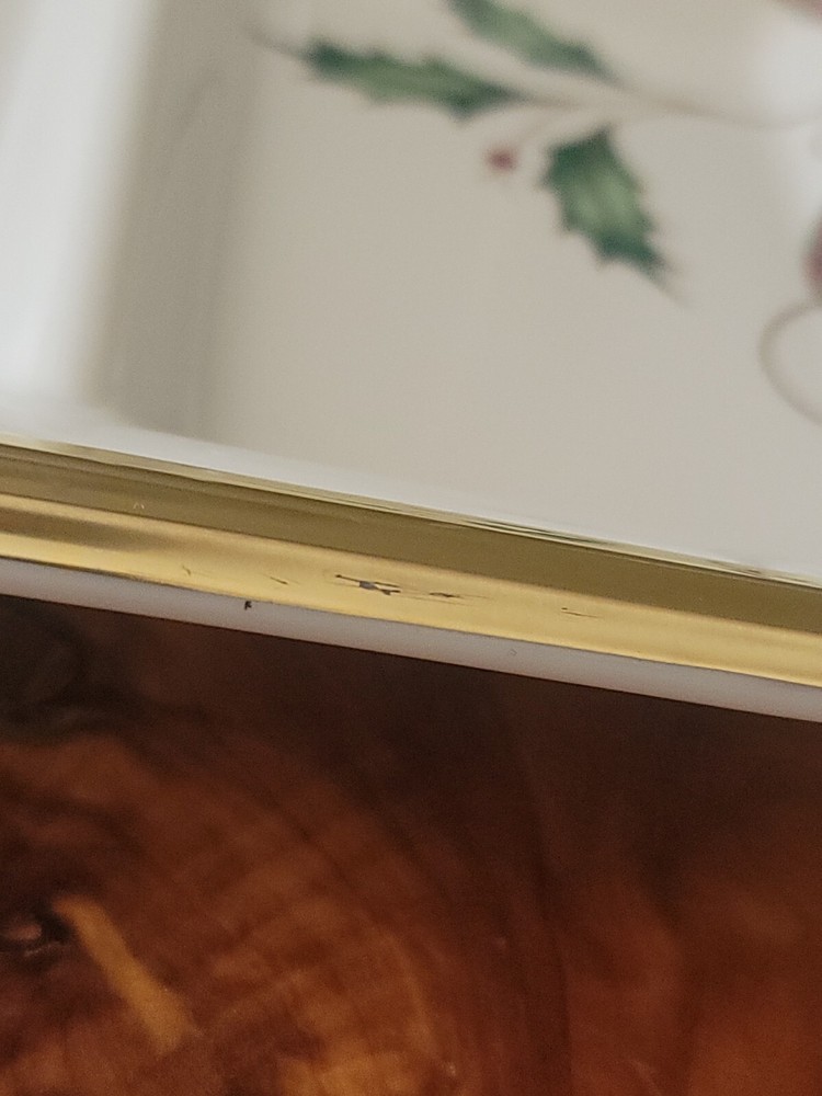 LENOX HOLIDAY NOUVEAU GOLD RECTANGULAR SERVER 3-SECTIONAL DIVIDED MADE USA 16”
