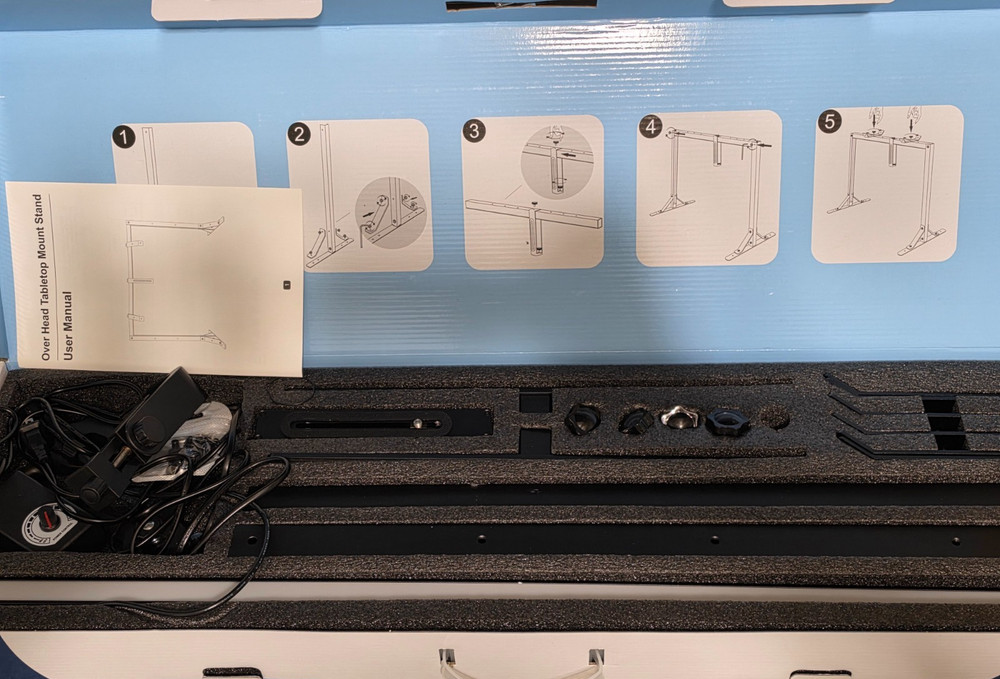Overhead Camera Mount with Light LED 5600K Continuous -Top-Down Shooting Stand