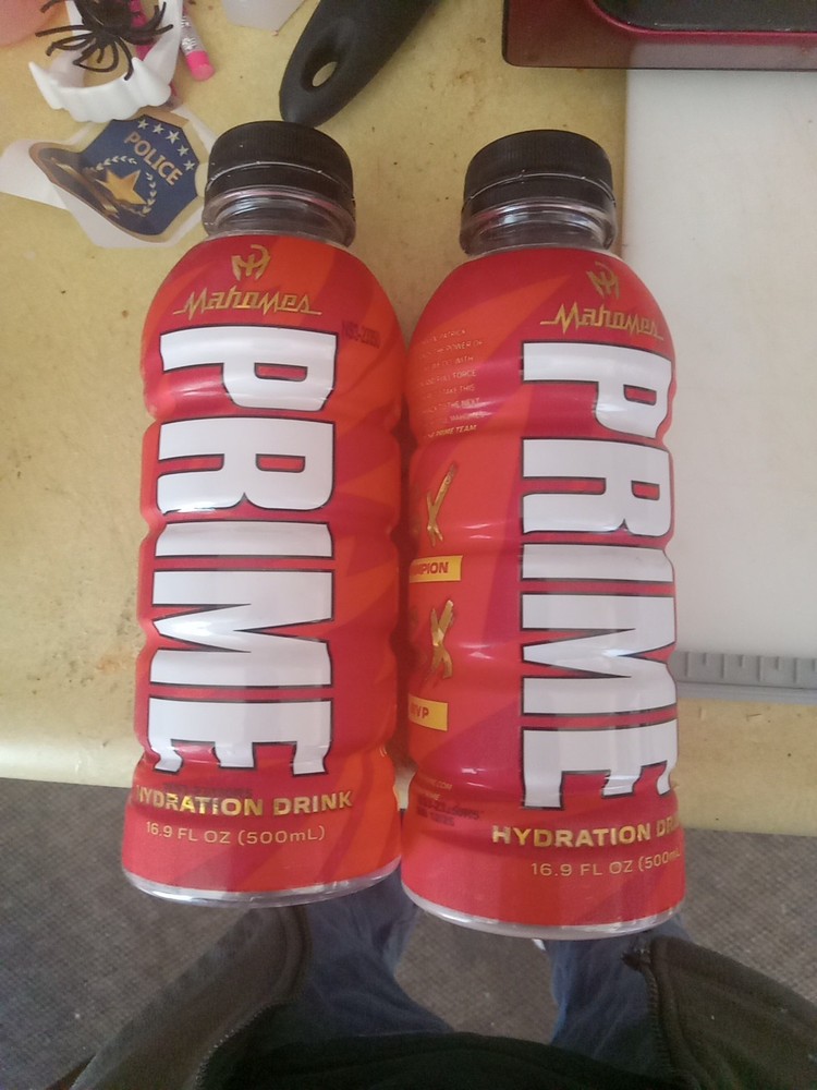 2 Prime Patrick Mahomes Bottles (Empty)