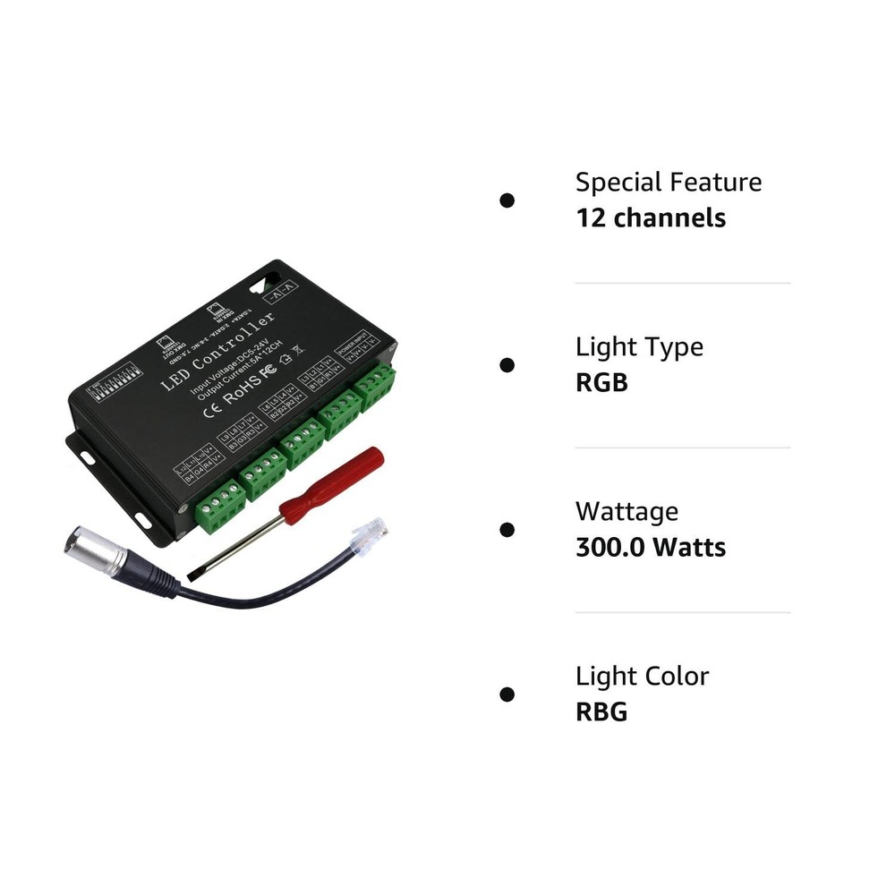 GIDERWEL 12 Channel DMX Decoder RGB LED Controller 60A PWM DMX512 Dimmer Driv...