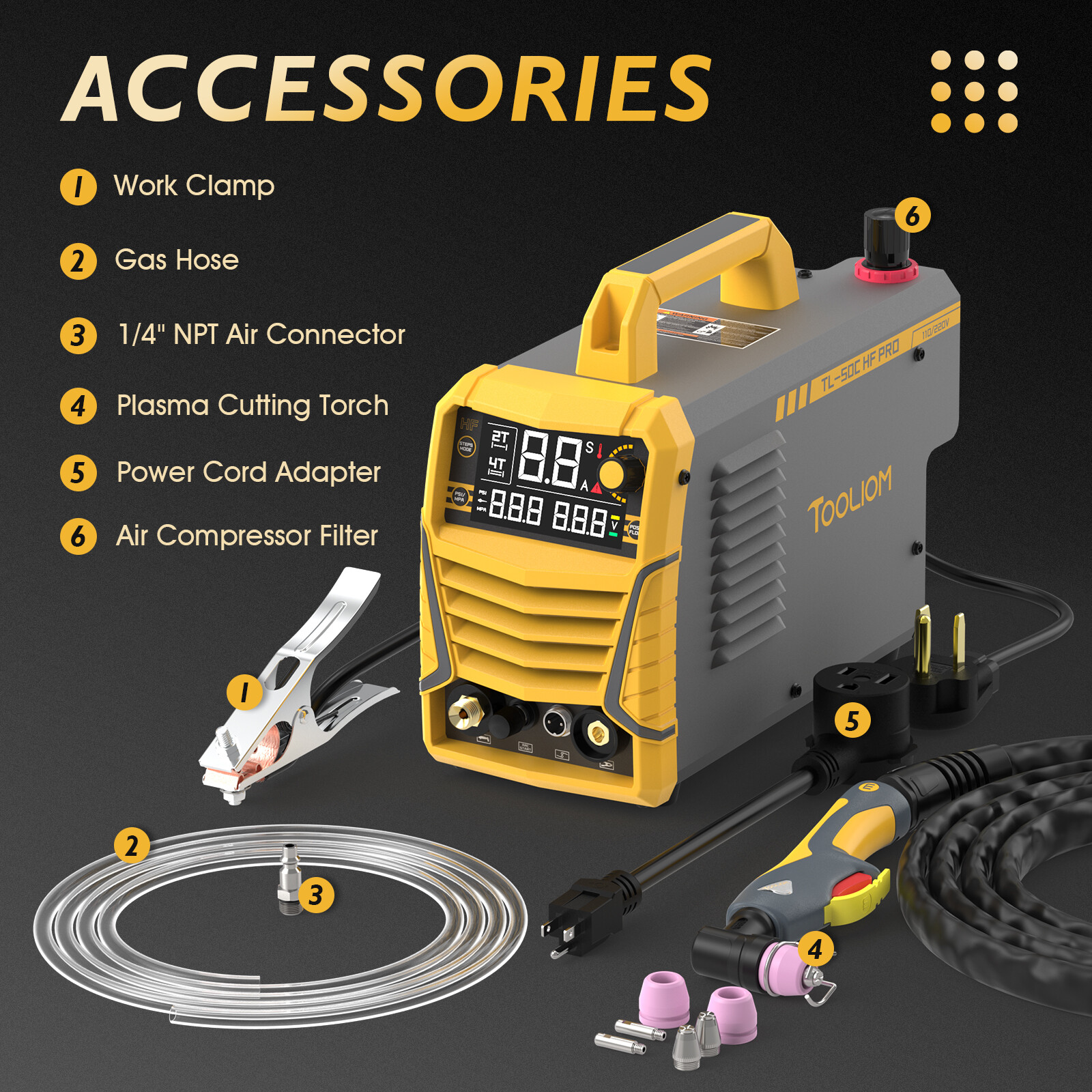50A Non-Touch Pilot ARC Air Plasma Cutter 110V/220V Post/Flow Gas and 2T/4T