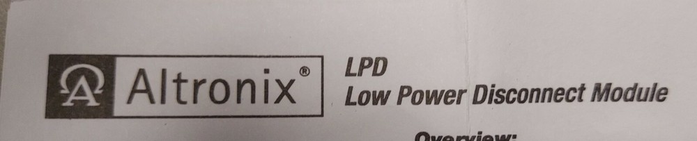 ALTRONIX LPD Low Power Disconnect Module