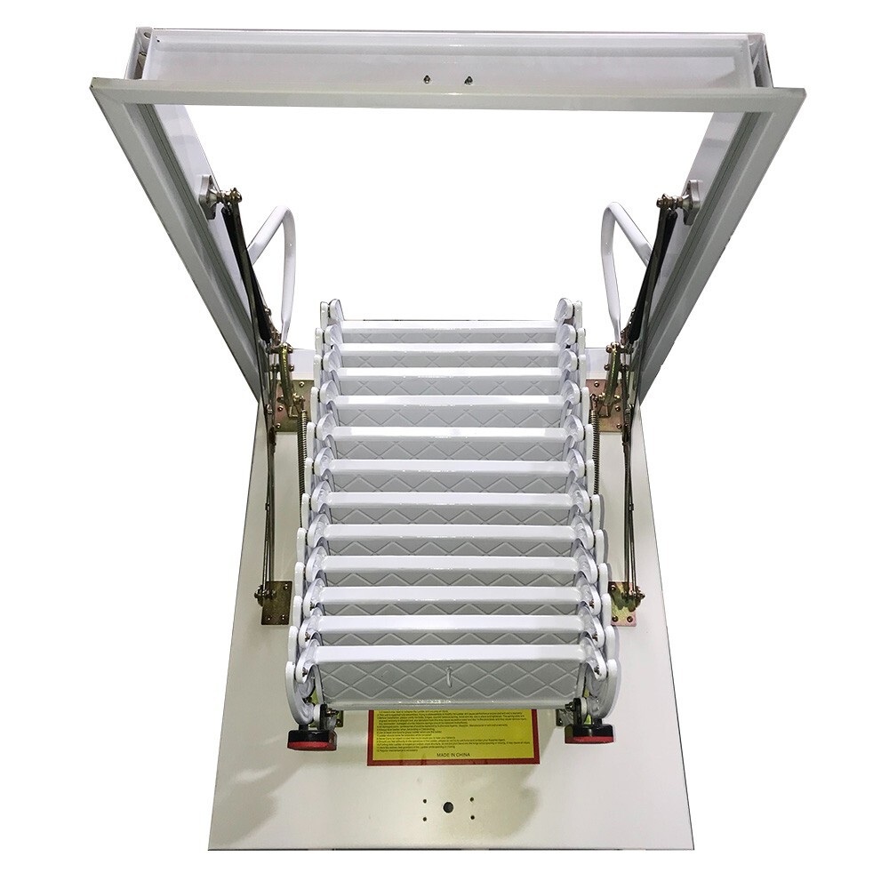 Pull-down Ceiling Folding Stairs White Retractable Loft Attic Stairs 31.5x35''