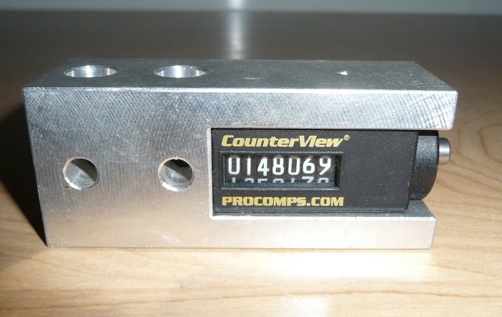 PROGRESSIVE COMPONENTS CounterView Counting Tool. Mounted in aluminum block