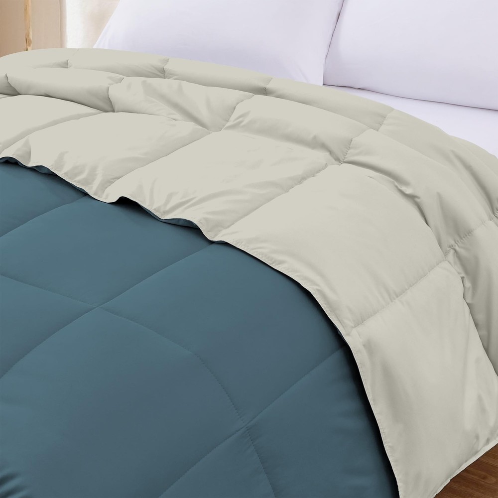 Down Alternative Reversible Comforter Teal/Beige Twin Size Bedding