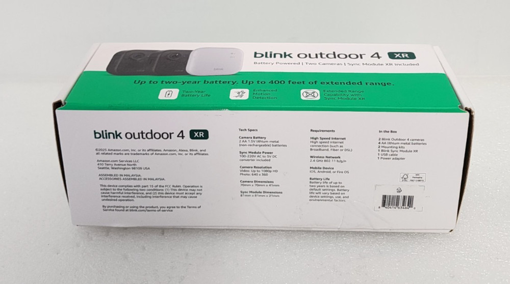 Blink Outdoor 4 XR 2 Camera System with Extended 400ft Security Coverage, NEW