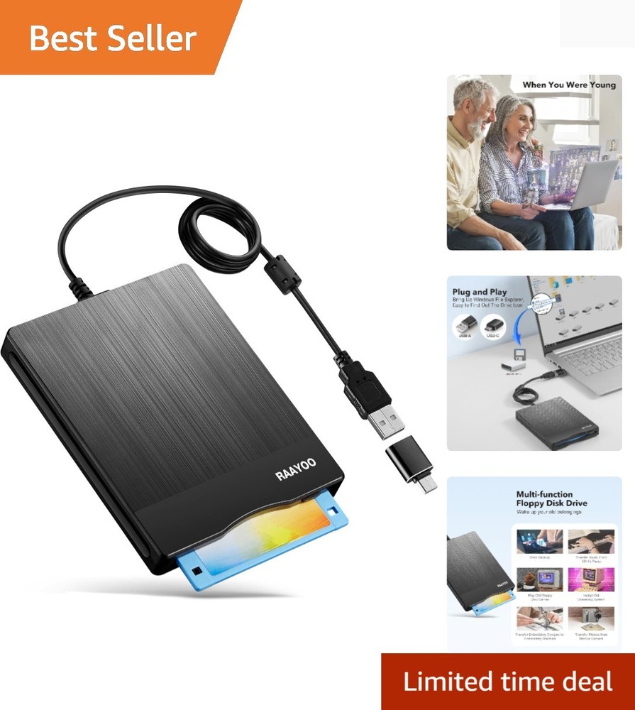 3.5" USB Floppy Disk Reader: Portable & Dust Resistant for Windows 11/10/7/XP